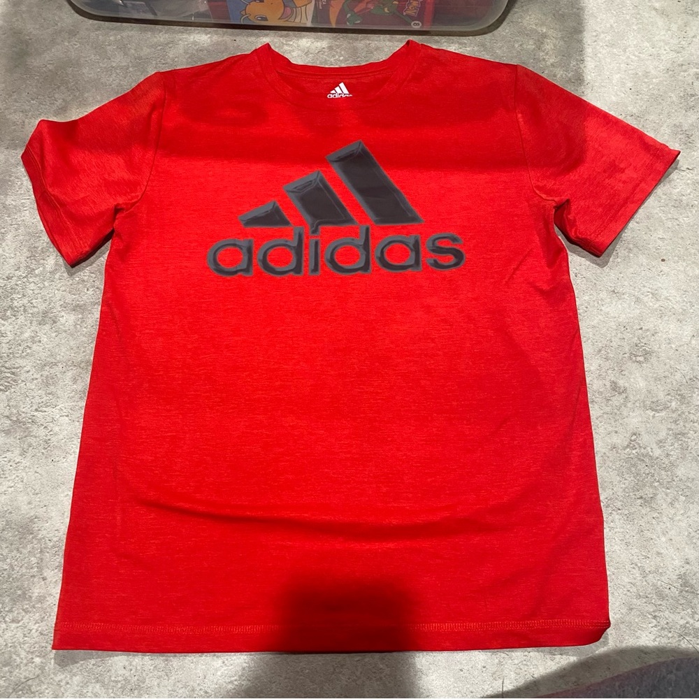 Adidas Kids Red Tee with Black Logo